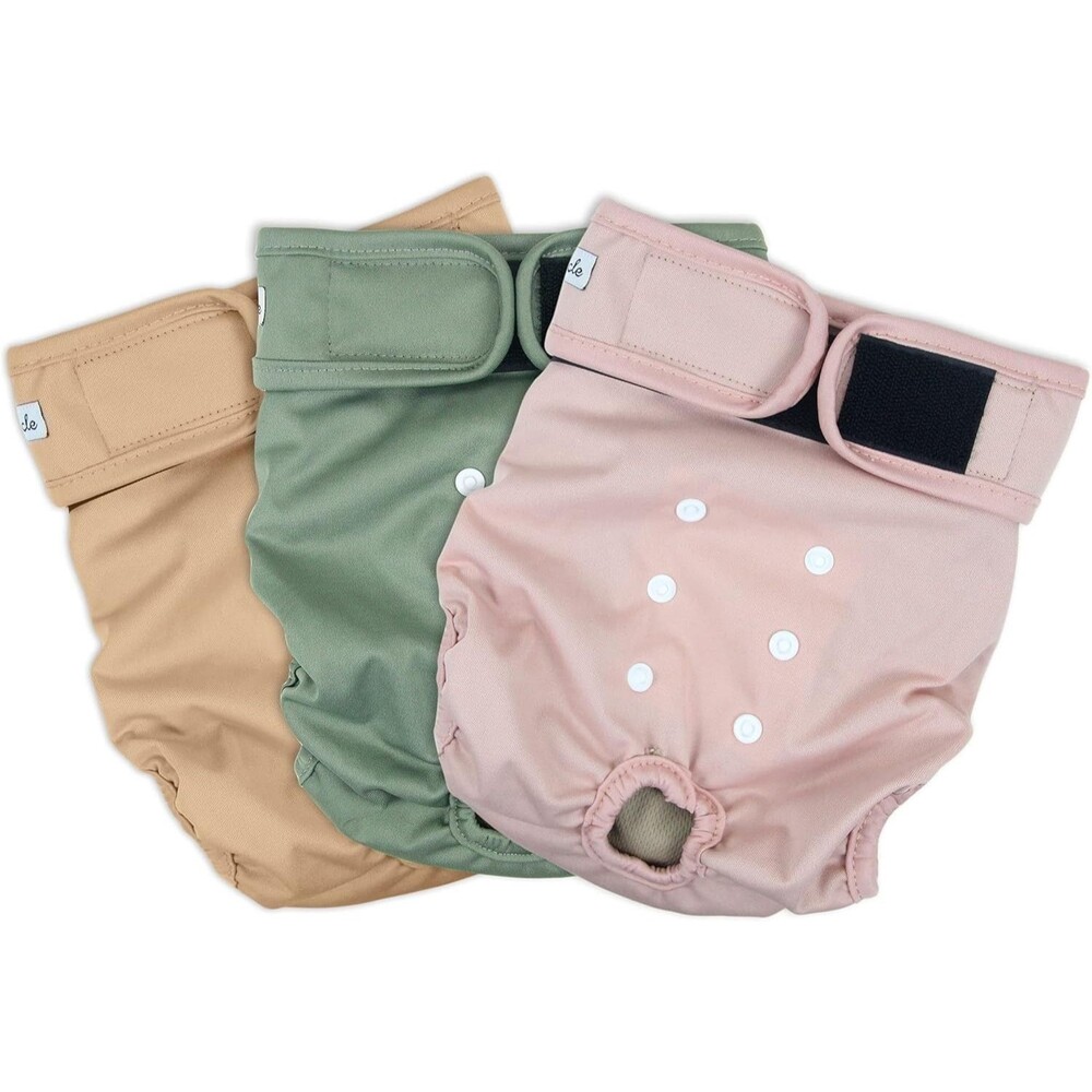 Grecle Washable Female Dog Diaper, 3 Colors, Reusable, Medium - 12/15"  waist